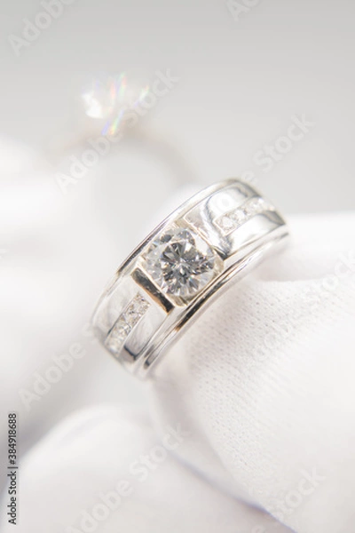 Obraz The diamond silver ring for wedding 