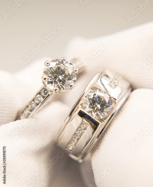 Obraz The diamond silver ring for wedding 