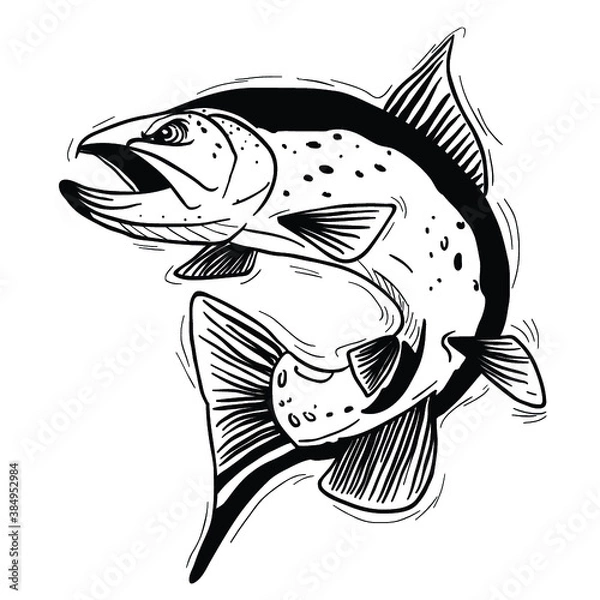 Fototapeta black and white fish