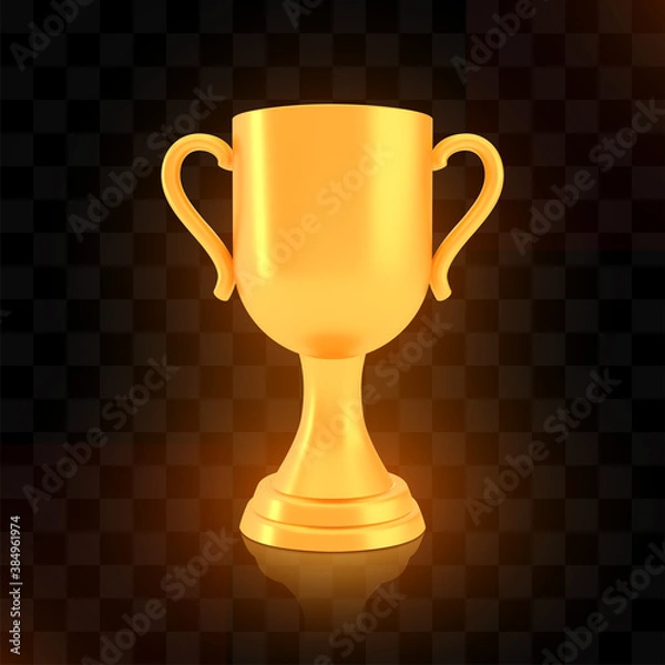 Fototapeta Winner cup award, golden trophy logo isolated on black transparent background