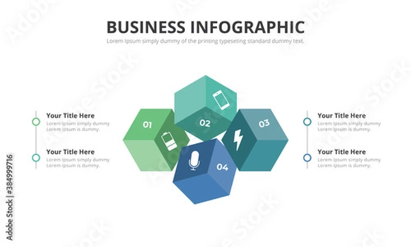 Obraz Infographic box with 4 step design style up options elements, vector template