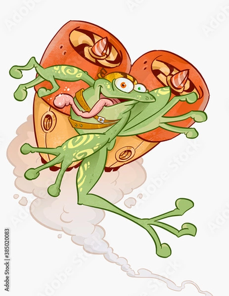 Fototapeta frog with a rocket