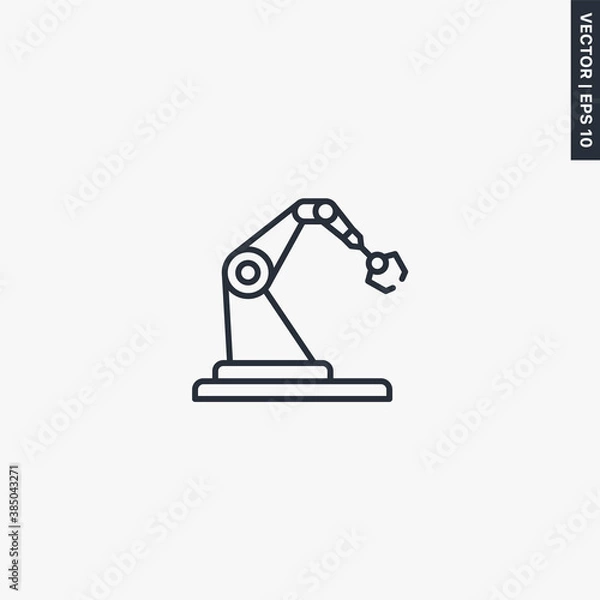 Fototapeta Robotic assembly machine, linear style sign for mobile concept and web design