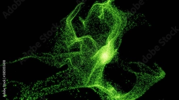 Fototapeta Green abstract 3D particles.