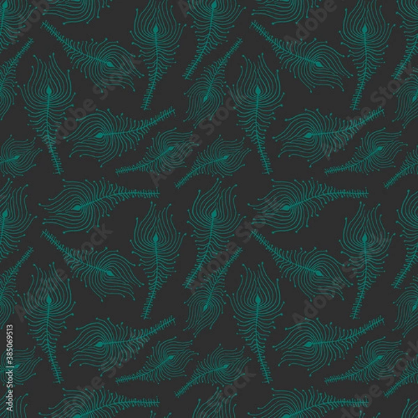 Obraz Spidery Peacock Feathers blue gray