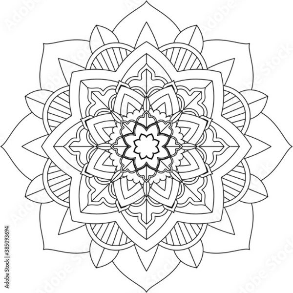 Fototapeta Easy Mandala coloring book simple and basic for beginners, seniors and children. Set of Mehndi flower pattern for Henna drawing and tattoo. Decoration in ethnic oriental, Indian style.