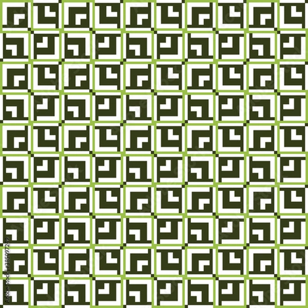 Fototapeta Vector seamless pattern texture background with geometric shapes, colored in black, green, white colors.