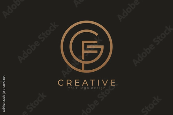 Fototapeta Abstract initial letter G and F logo, usable for branding and business logos, Flat Logo Design Template, vector illustration