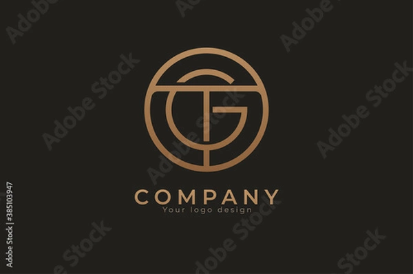 Fototapeta Abstract initial letter G and T logo, usable for branding and business logos, Flat Logo Design Template, vector illustration