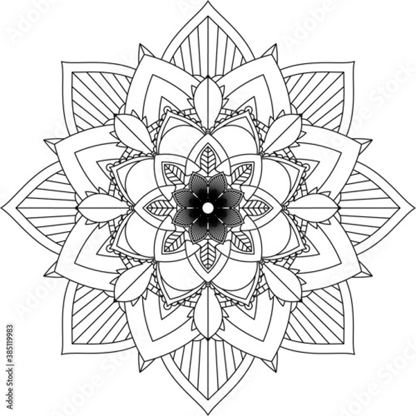 Fototapeta Easy Mandala coloring book simple and basic for beginners, seniors and children. Set of Mehndi flower pattern for Henna drawing and tattoo. Decoration in ethnic oriental, Indian style.
