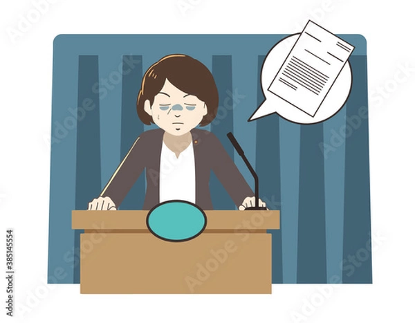 Obraz 文書について顔面蒼白で説明する　大臣(線無し)