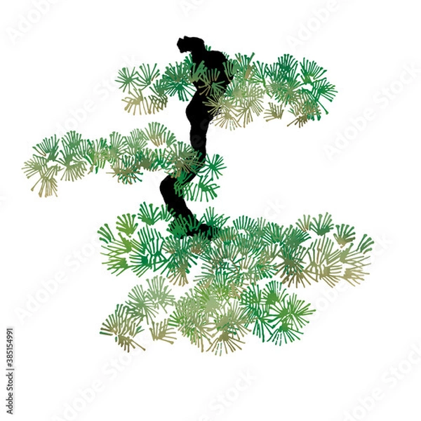 Obraz Hand-painted pine tree illustrationNo.5