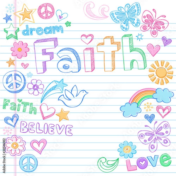 Obraz wiara kolorowe gryzmoły