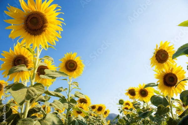Obraz Sunflower with beautiful at sky.