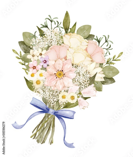 Fototapeta ブーケの水彩イラスト　ベクター素材