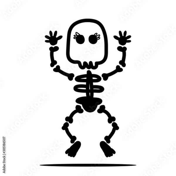 Obraz cute Hand drawn skull character. Skull doodle illustration. Vector illustration.  skull, bones for halloween element design.