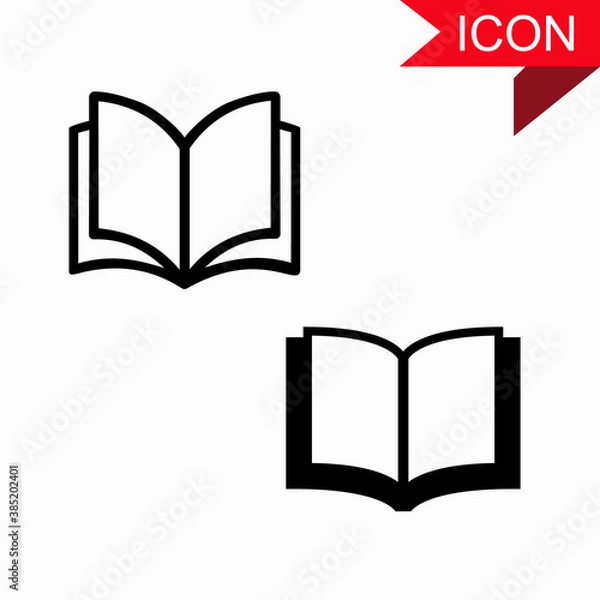 Obraz Open book outline icon for graphic and web design