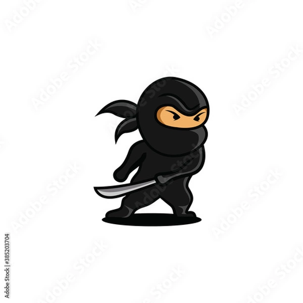 Obraz Vector Illustration of Angry Ninja with Sword