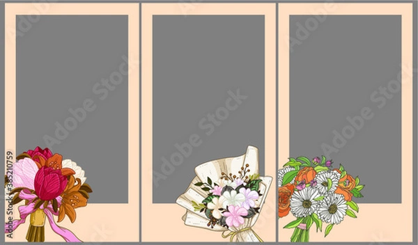 Obraz template instagram story frame with bouquet