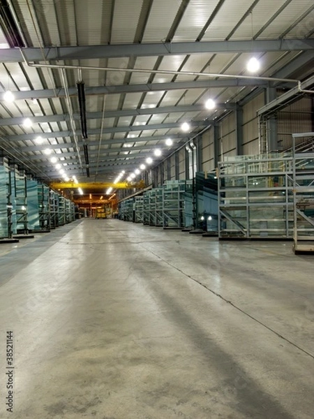 Obraz Large sheets of glass in a factory storage aera.