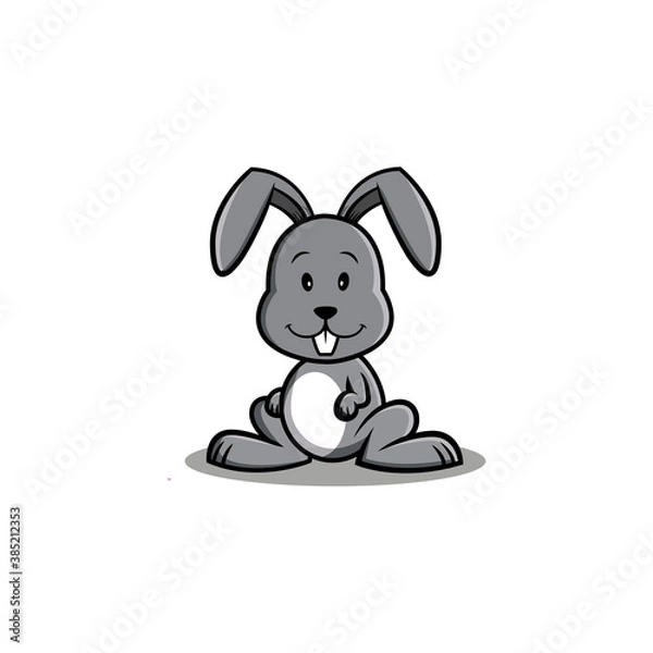 Obraz Cute Little Grey Rabbit Vector Illustration
