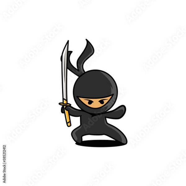 Obraz Angry Ninja Hold A Sword Vector Illustration