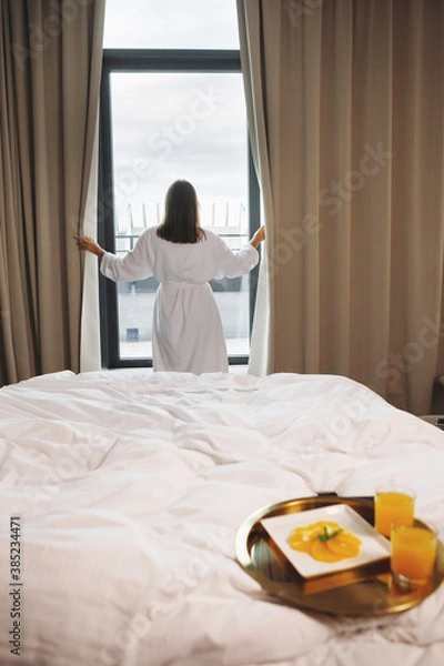 Fototapeta Breakfast in a hotel room