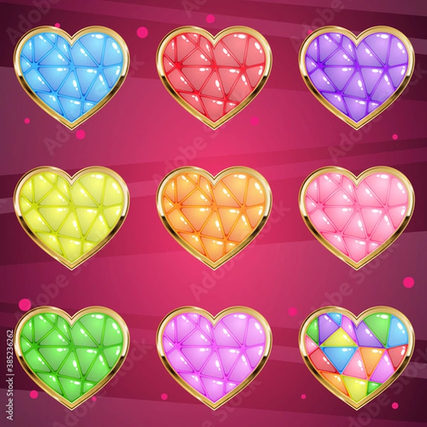 Obraz Hearts style vintage border gold with a wave pattern that is bright and shiny.