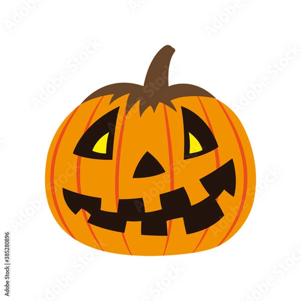 Obraz Halloween pumpkin icon. Colored silhouette. Cute cheerful cartoon character. Vector flat graphic illustration. The isolated object on a white background. Isolate.