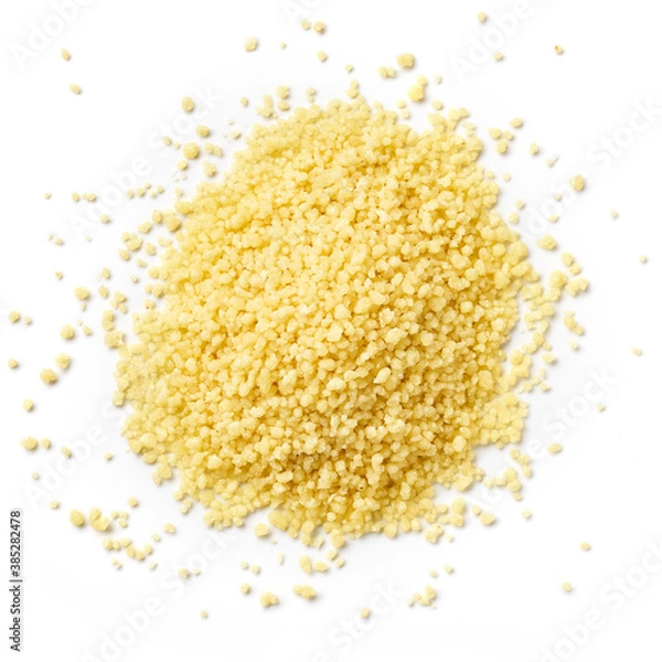 Obraz Heap of couscous isolated on white, from above