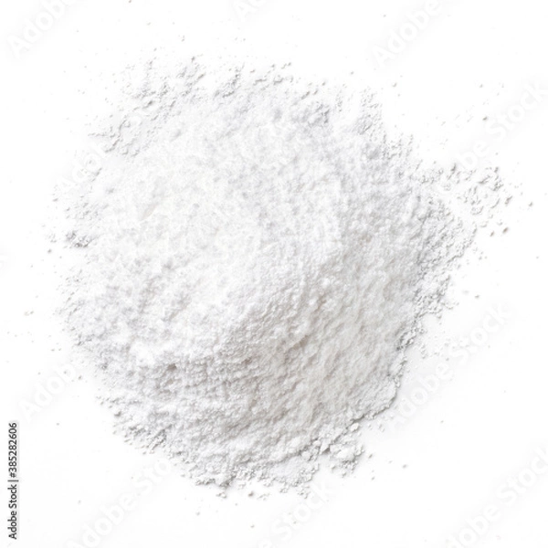 Obraz Heap of baking powder isolated on white, from above