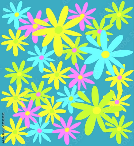 Fototapeta Botanical seamless tropical pattern with bright plants and leaves on a beige background. Exotic tropics. Summer.