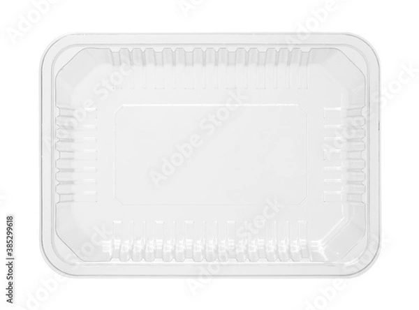 Obraz Plastic food box disposable top view (with clipping path) isolated on white background