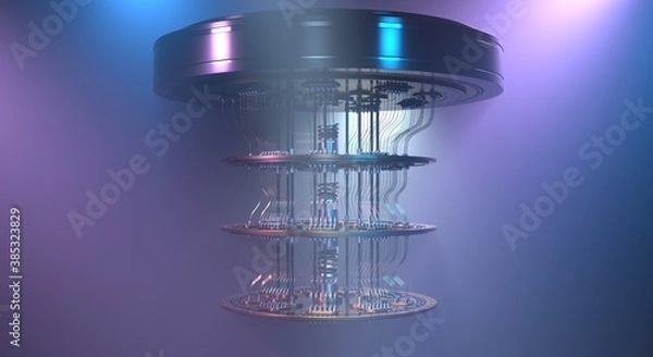 Fototapeta quantum computer in light rays