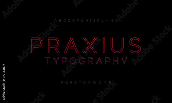 Fototapeta Modern futuristic font design. Vector illustration of alphabet uppercase and number.