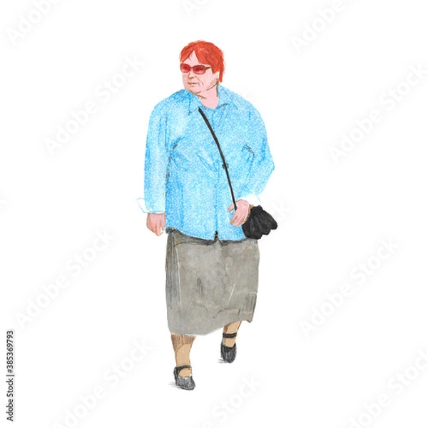 Obraz illustration of a red-haired woman walking
