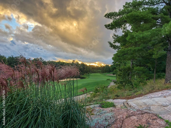 Fototapeta sunset by the pond