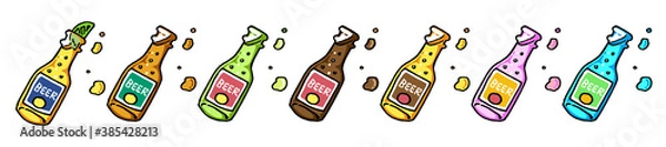 Obraz 【海外】オシャレな瓶ビールのイラスト