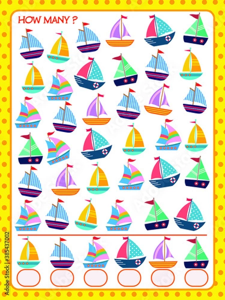 Obraz A game for children. count and write down how many boats