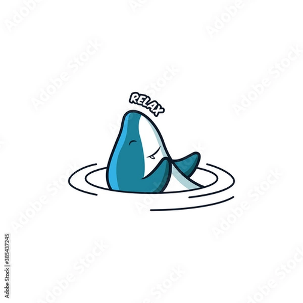 Obraz Illustration Of A Small Shark Relaxing With Text