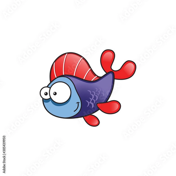 Obraz Cartoon Illustration Of A Cute Smiling Fish
