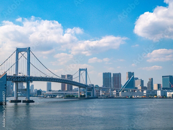 Fototapeta 東京都・お台場・都市景観+レインボーブリッジ