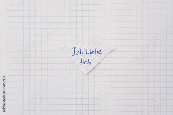 Fototapeta  I love you written in german on a notebook paper.