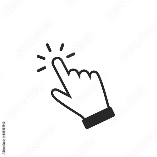 Obraz Clicking finger icon, hand pointer on white background vector