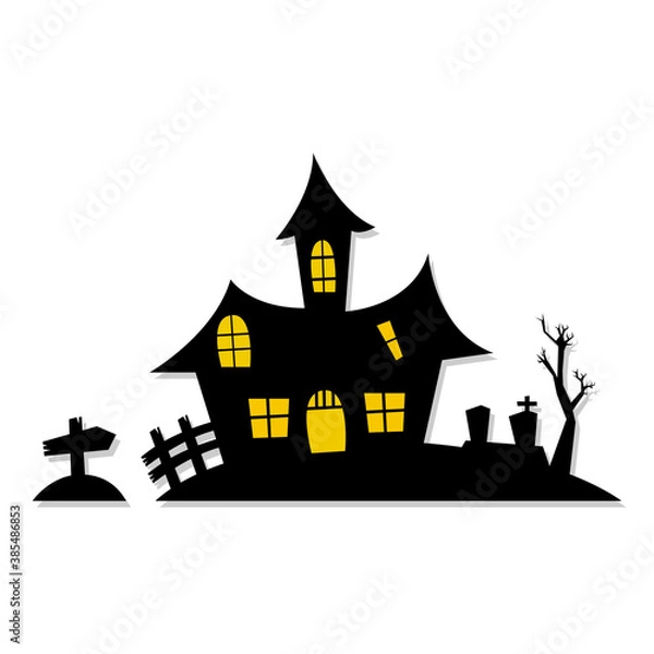 Obraz illustration of ghost houses. Halloween theme. Design elements for poster, greeting card, invitation. Vector illustration