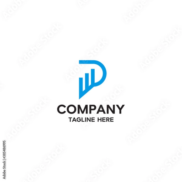 Fototapeta Letter P with bar chart finance logo icon design template