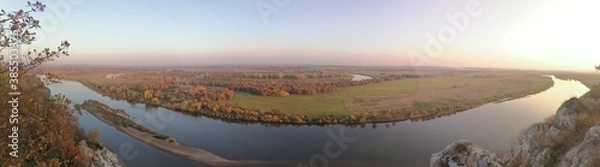 Fototapeta The view from the mountains to the White river in the fall