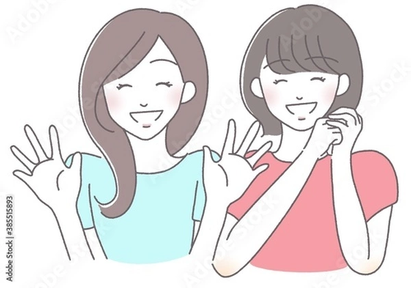 Obraz 感激する女性達　二人組