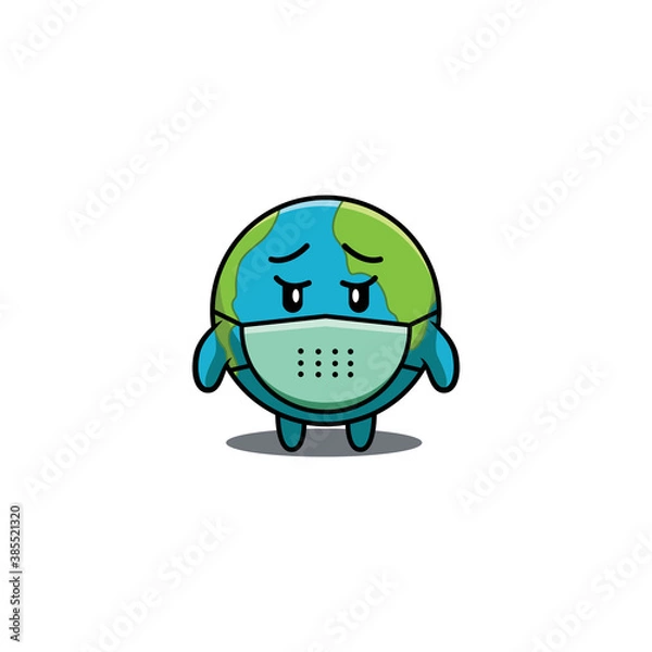 Obraz Cute Earth Character Illustration Using mask