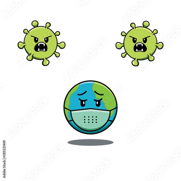 Obraz Illustration of Earth Characters Feared By Viruses
